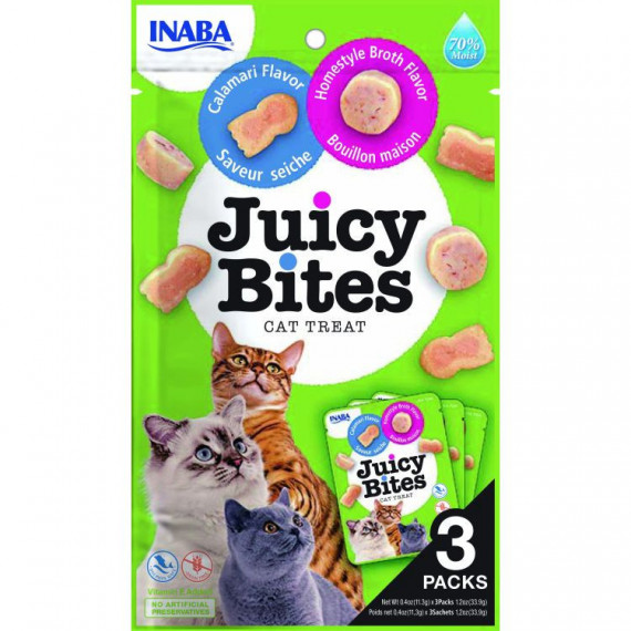 CHURU Gato Snack Juicy Bites Caldo Calamares 3X11 Gr