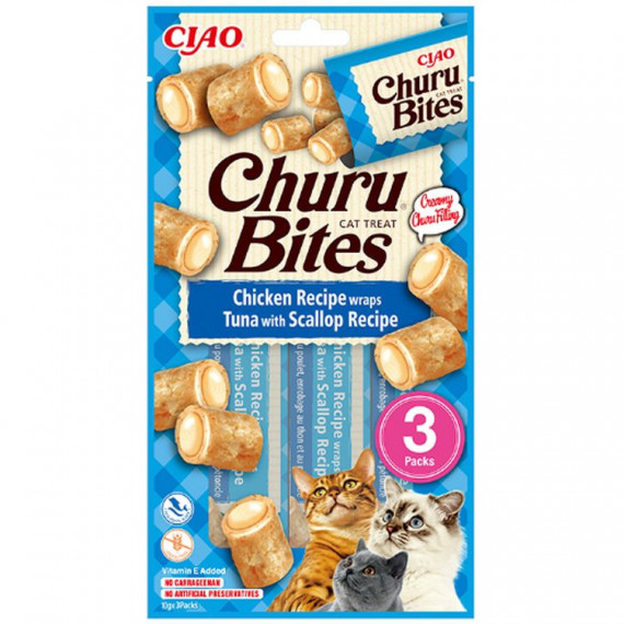 CHURU Gato Snack Bites Atun y Vieira 3X10 Gr