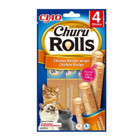 CHURU Gato Snack Rolls Pollo 4X10 Gr