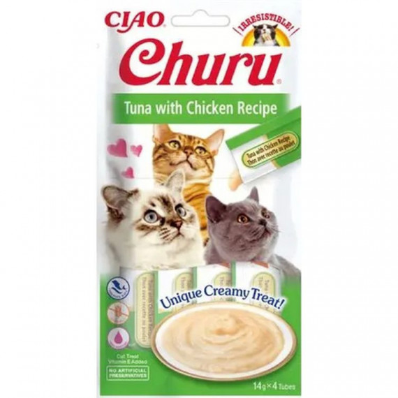 CHURU Gato Snack Pure Atun y Pollo 4X14 Gr