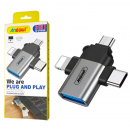 Adaptador OTG Andowl 3 en 1 con Conectores USB Tipo-C, Lightning, Micro USB y USB 3.0 Q-OTG09
