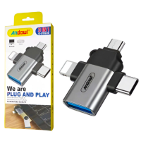 Adaptador Otg 3 en 1 ANDOWL con Conector USB Tipo-c, Lightning, Micro USB y USB 3.0 (Q-OTG09)