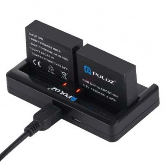 Cargador Dual PULUZ para Baterías GoPro Hero 4 (AHDBT-401)