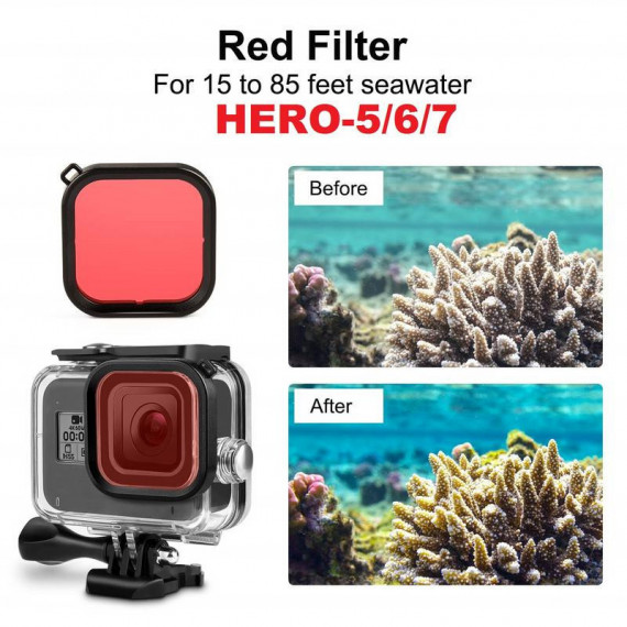 Filtro Rojo PULUZ Compatible con Cámara de Acción HERO7/6/5