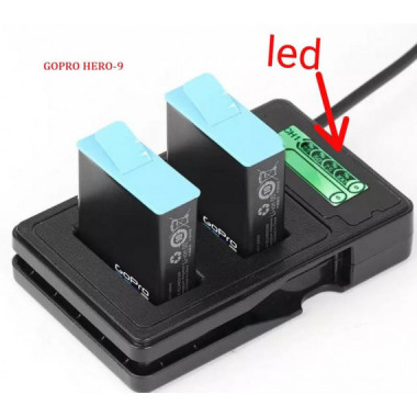 Cargador Dual PULUZ con Indicador LED para Bater&iacute;as GoPro Hero 9