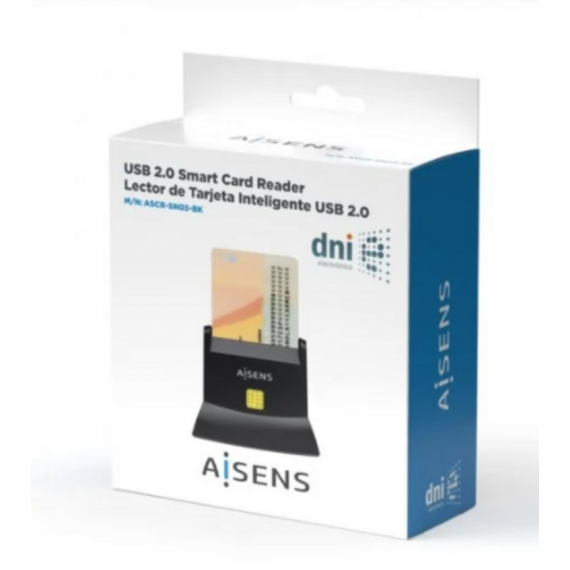 Lector de DNI electrónico AISENS USB 2.0 Negro ASCR-SN05-BK