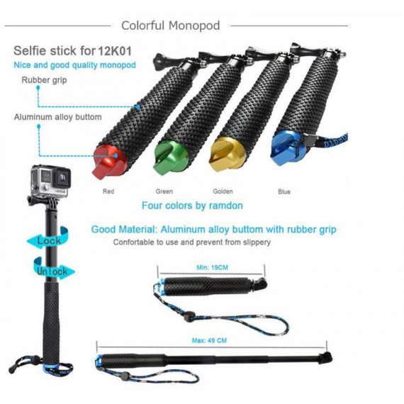 Palo Extensible de Mano PULUZ para Cámara de Acción Hero 9/8/7/6/5/4/3, 49 Cm