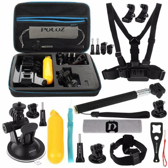 Kit de Accesorios PULUZ 20 en 1 con Funda Eva para Gopro Hero (MAX/9/8/7/6/5/4/3)