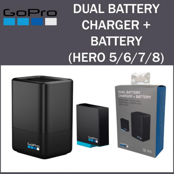 Cargador Dual de Batería + Batería Original GoPro para HERO8/7/6/5 (AADBD-001)