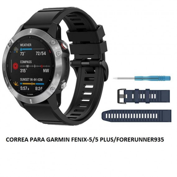Correa Compatible de Silicona para Garmin Fenix 5/5 Plus/Forerunner 935 (Negro y Azul)
