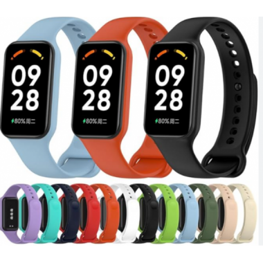 Correa de Silicona para Xiaomi Smart Band 8 Active (Negro, Azul, Rosa, Rojo)