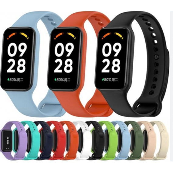Correa de Silicona para Xiaomi Smart Band 8 Active (Negro, Azul, Rosa, Rojo)