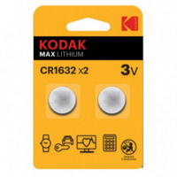 Pila KODAK Max Lithium CR1632 3V, 2 Unidades