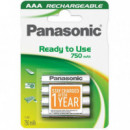 Pila PANASONIC Recargable Pack de 4, 750 Mah, Aaa LR03