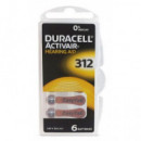 Pilas DURACELL para Audífono PR312 (pack de 6)