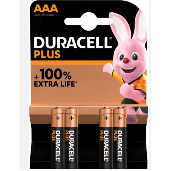 Pilas Alcalina DURACELL Plus Aaa, 4 Unidades (LR03/MN2400)