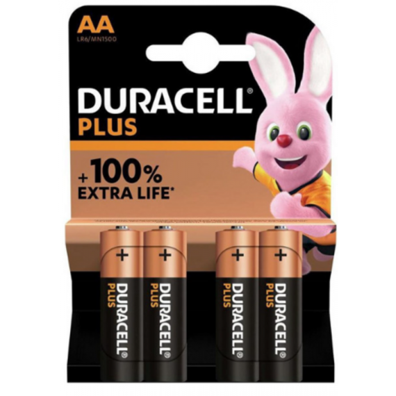 Pilas Alcalinas DURACELL Plus Aa LR6/MN1500 (4 Unidades)