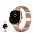 Smartwatch KSIX Iria con Pantalla AMOLED 1.7", Autonomía 4 Días, Correas Metal y Silicona, Rosa BXSW30R