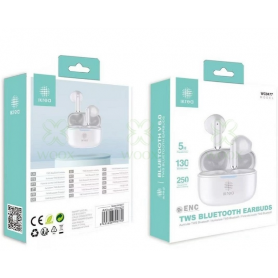 Auriculares Inalámbricos IKREA WC9477 TWS Bluetooth 5.3 con Cancelación de Ruido Ambiental (ENC) Gris