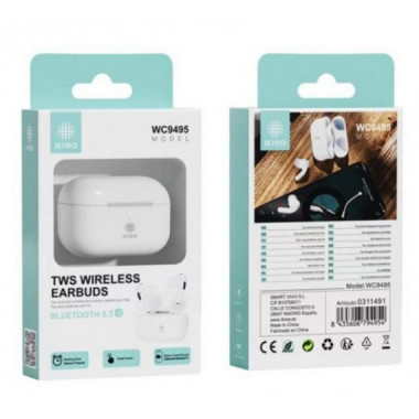 Auricular Inal&aacute;mbrico Ikrea con Goma TWS Bluetooth 5.3 Negro/Blanco WC9495