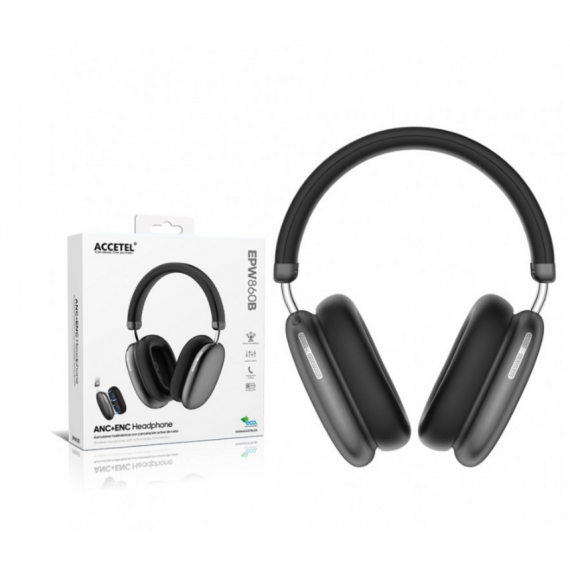 Auriculares Inalámbricos Accetel ANC+ENC con Cancelación de Ruido y Micrófono Negro EPW860B
