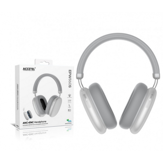Auriculares Inalámbricos Accetel EPW860S ANC+ENC con Cancelación de Ruido Activa y Micrófono (Blanco)