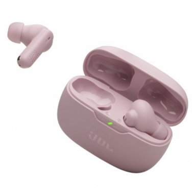 Auriculares Inal&aacute;mbricos JBL Wave Beam con Bluetooth y Cancelaci&oacute;n de Ruido (32h, Rosa)