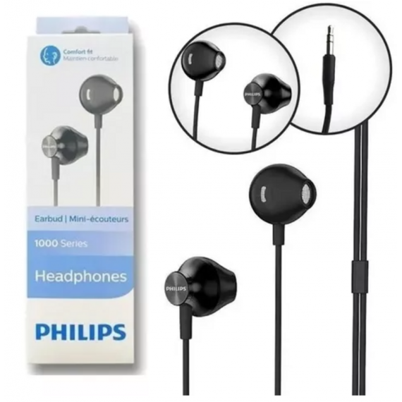 Auriculares Intraauditivos Philips de Botón TAUE100BK Negros