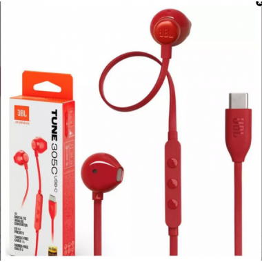 Auricular JBL T305C con Micr&oacute;fono y Conector USB-C, Rojo