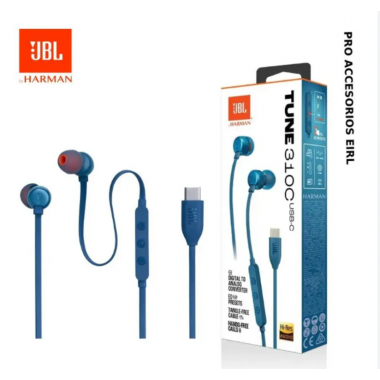 Auricular In-Ear JBL T310C USB-C con Micr&oacute;fono Azul