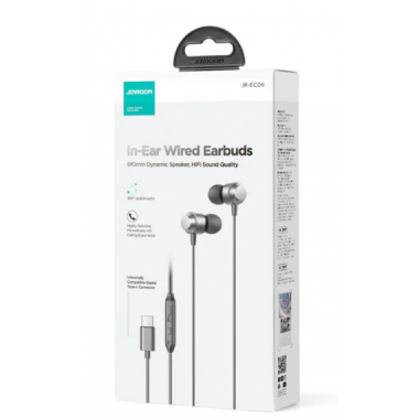 Auriculares JOYROOM JR-EC06 In-Ear con Cable USB Tipo C de Metal (10mm, Gris)