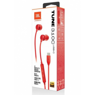Auriculares JBL Tune 310C In-Ear USB-C con Micr&oacute;fono Rojos