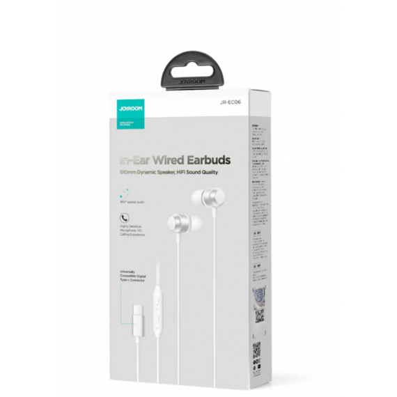Auriculares In-Ear con Cable Joyroom JR-EC06 USB-C de Metal (Plata)
