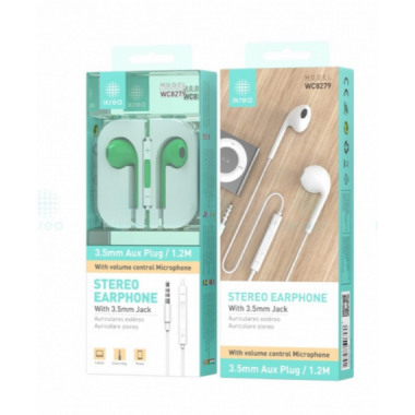 Auriculares Est&eacute;reo Ikrea WC8279 con Cable Jack 3.5mm (1.2m) Color Verde