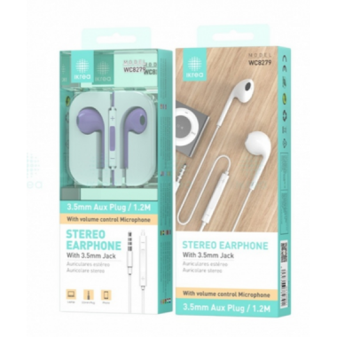 Auriculares Est&eacute;reo Ikrea ABS+TPE 3.5mm 1.2m WC8279 Morados