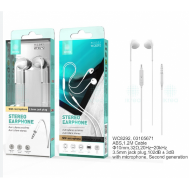 Auriculares Est&eacute;reo Ikrea con Micr&oacute;fono 3.5mm Blanco WC8292