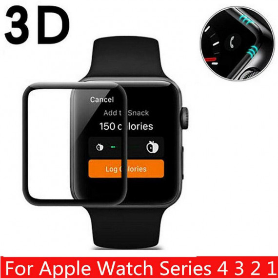 Protector de Cristal Completo con Borde Negro para Apple Watch Series 4/3 38mm