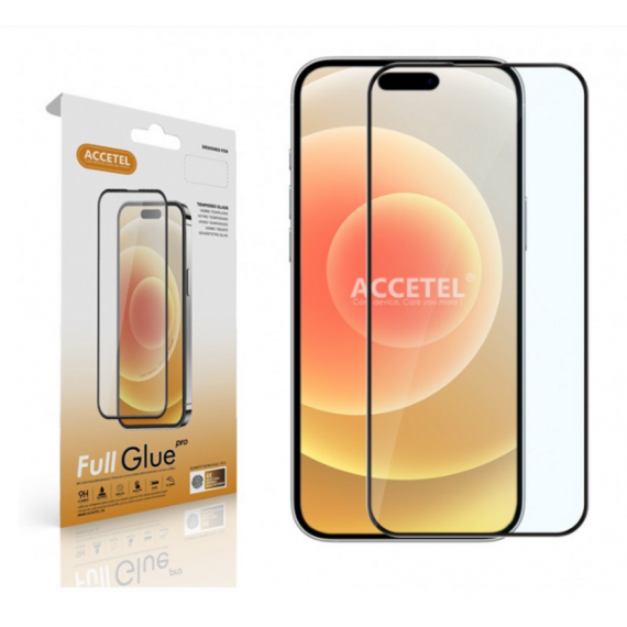Protector de Cristal Templado 2D Full Glue Pro Accetel para Móviles Samsung, iPhone, Xiaomi, ZTE, Alcatel