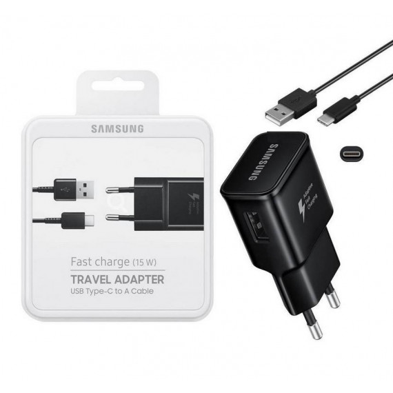Cargador Rápido de Pared Samsung 15W con Puerto USB-A para USB-C (EP-TA20EBECGWW) Negro