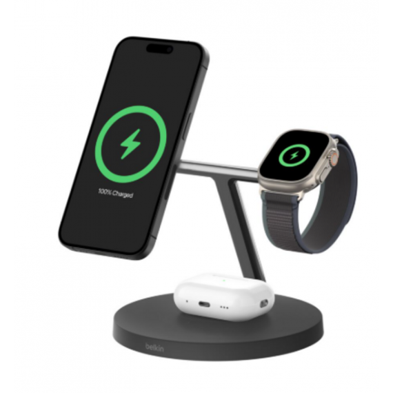 Cargador Inalámbrico BELKIN Boost Charge Pro 3 en 1 15W para Apple Watch, Móvil y Airpods Negro (WIZ032KQBK)