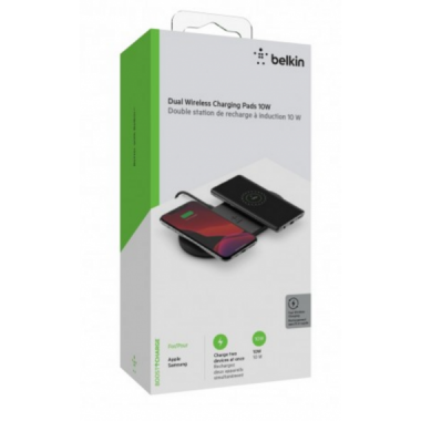 Cargador Inal&aacute;mbrico Doble Belkin BOOST CHARGE Qi2 10W+10W para Apple Negro (WIZ002VFBK)