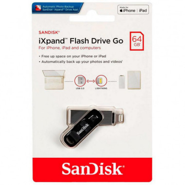 Pendrive SanDisk iXpand Flash Drive 64GB USB 3.0 / Lightning para iPhone/iPad
