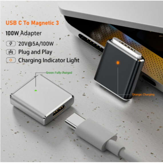 Adaptador USB-C Hembra a MagSafe 3 (100W)