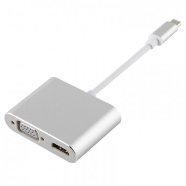 Adaptador USB-C 4 en 1 a HDMI 4K y VGA - Hub Multipuerto
