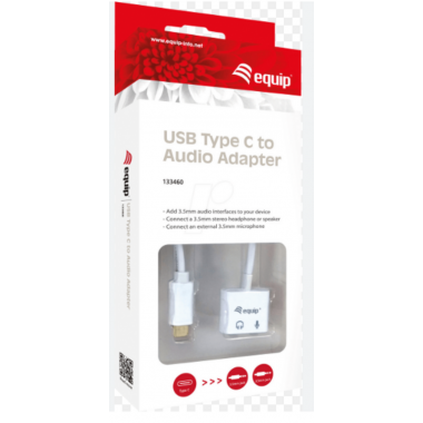 Adaptador de Audio EQUIP USB Tipo-C a 2x Jack 3.5mm (Salida Audio + Micr&oacute;fono) EQ133469