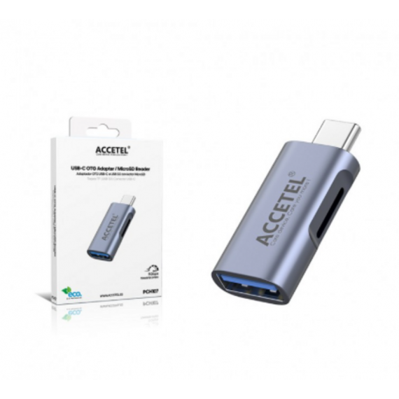 Adaptador Accetel USB-C a USB 3.0 con Lector MicroSD PCH107