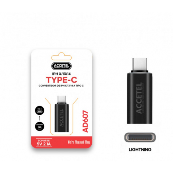 Adaptador Accetel Lightning a USB-C para iPhone (AD607)