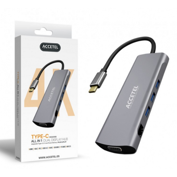 Adaptador Hub USB-C Multifunción 10 en 1 Accetel PCH210S