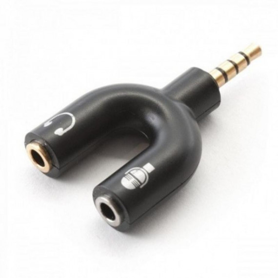 Adaptador Jack Macho 3.5mm a 2 Hembras (Auriculares + Micrófono) QH C1190