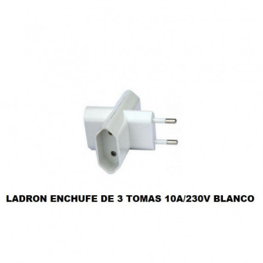 Ladr&oacute;n de Enchufe Triple con 3 Tomas 10A/230V Blanco